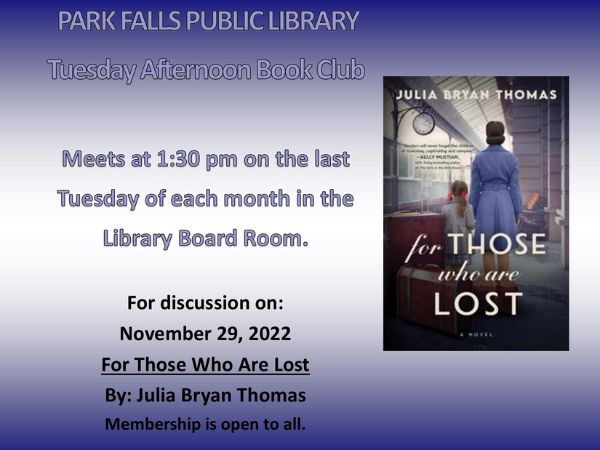 Tuesday Book Club Meets Nov. 29