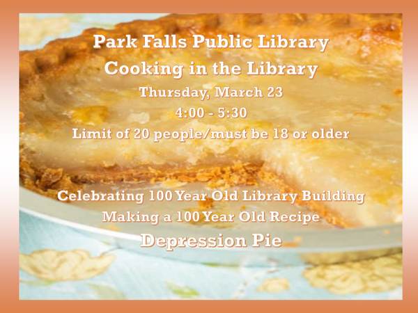 Cooking in the Library: Depression Pie March 23